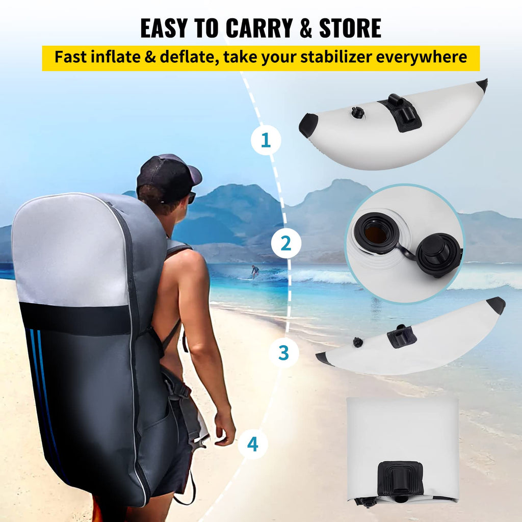 Vevor Kayak Outrigger Stabilizers, 2 Pcs, Pvc Inflatable Outrigger Float With Sidekick Arms Rod, Standing Float Stabilizer Syste