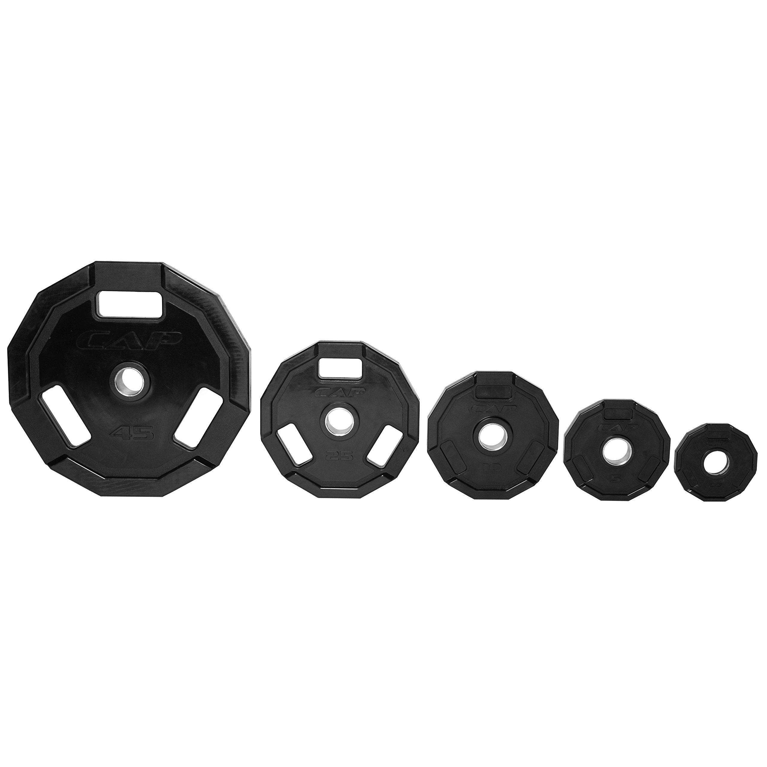 Cap Barbell 12-Sided Rubber Olympic Grip Weight Plates, Black, Single, 2.5 Pound