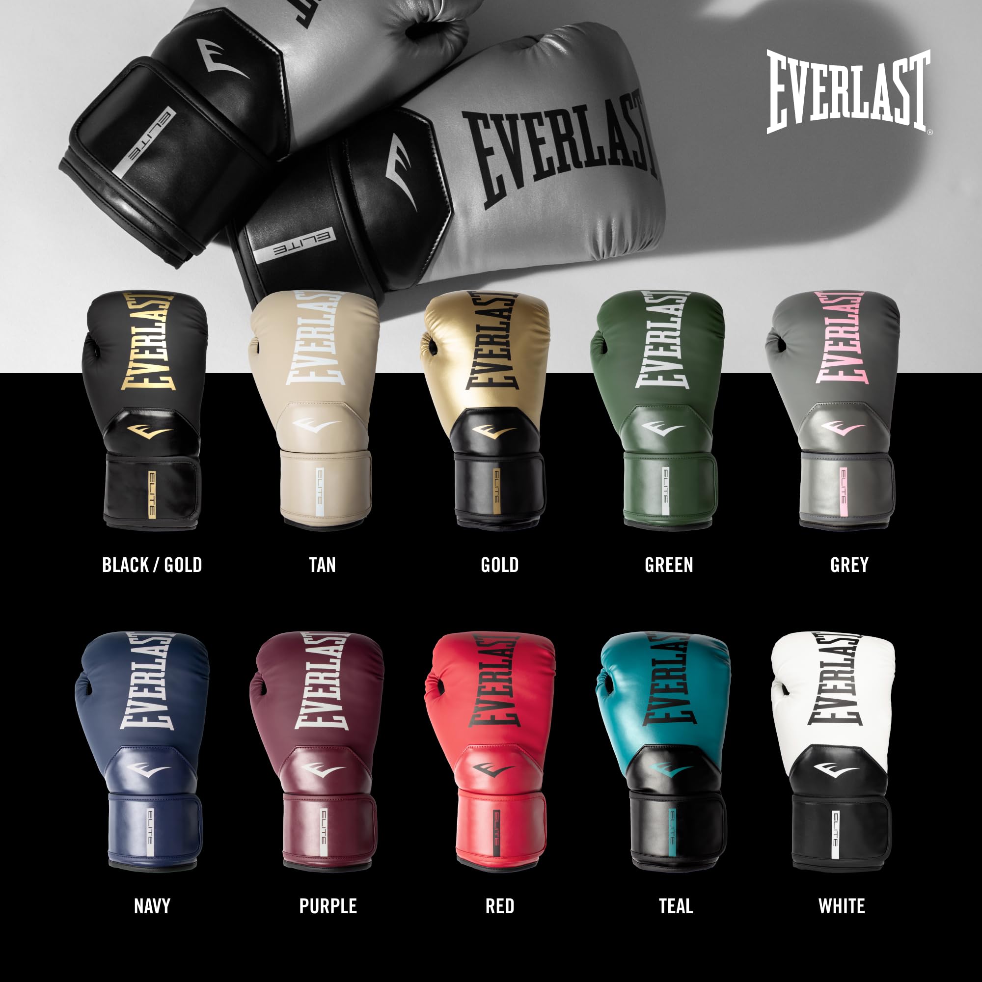 Everlast Elite 2 Boxing Gloves | Training Gloves For Men And Women | Secure Fit Hook And Loop Closure & Ventilation | Heavy Bag
