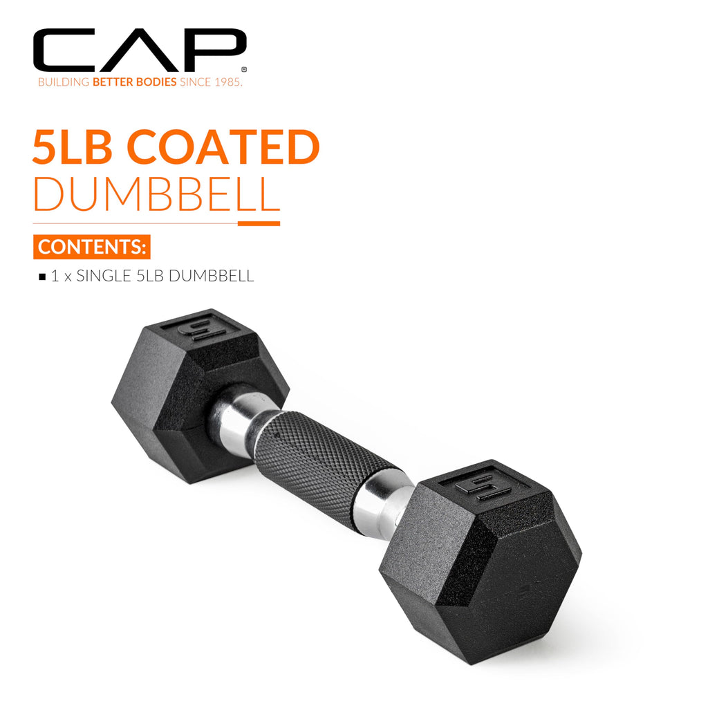 CAP Barbell 12-Sided Coated Dumbbell with Black Handle, Pair, 15 LB