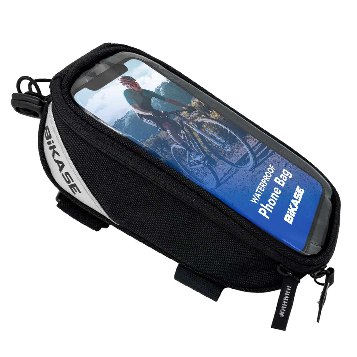 BiKase Beetle Large E-Bike Phone Bag - Water Resistant Nylon Phone Mount for Bicycles, Fits iPhone 15/14/13 Max & Samsung Galaxy