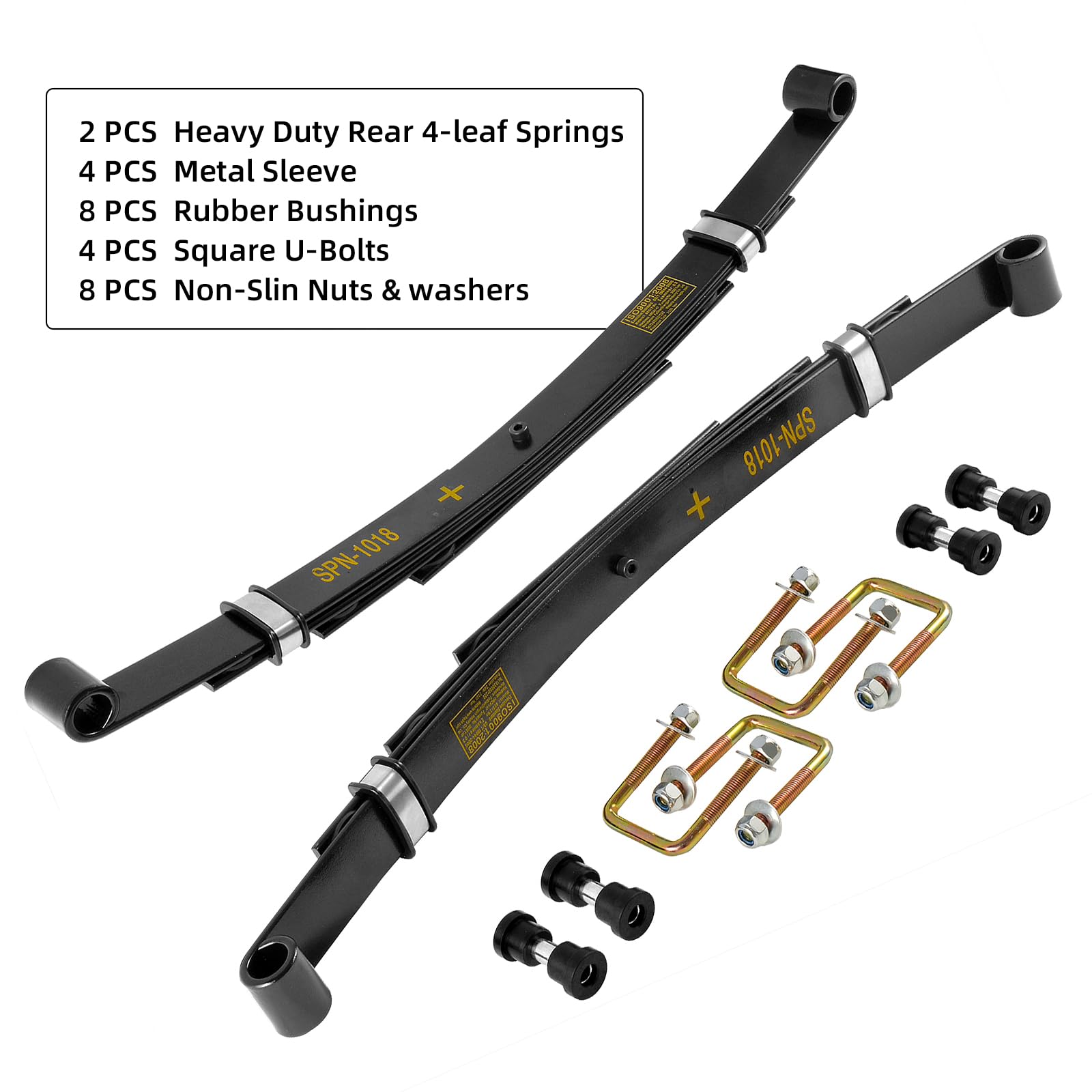Roykaw Rear Heavy Duty Leaf Spring Kit For Ezgo Txt 1994-Up Golf Cart - 4 Leaf