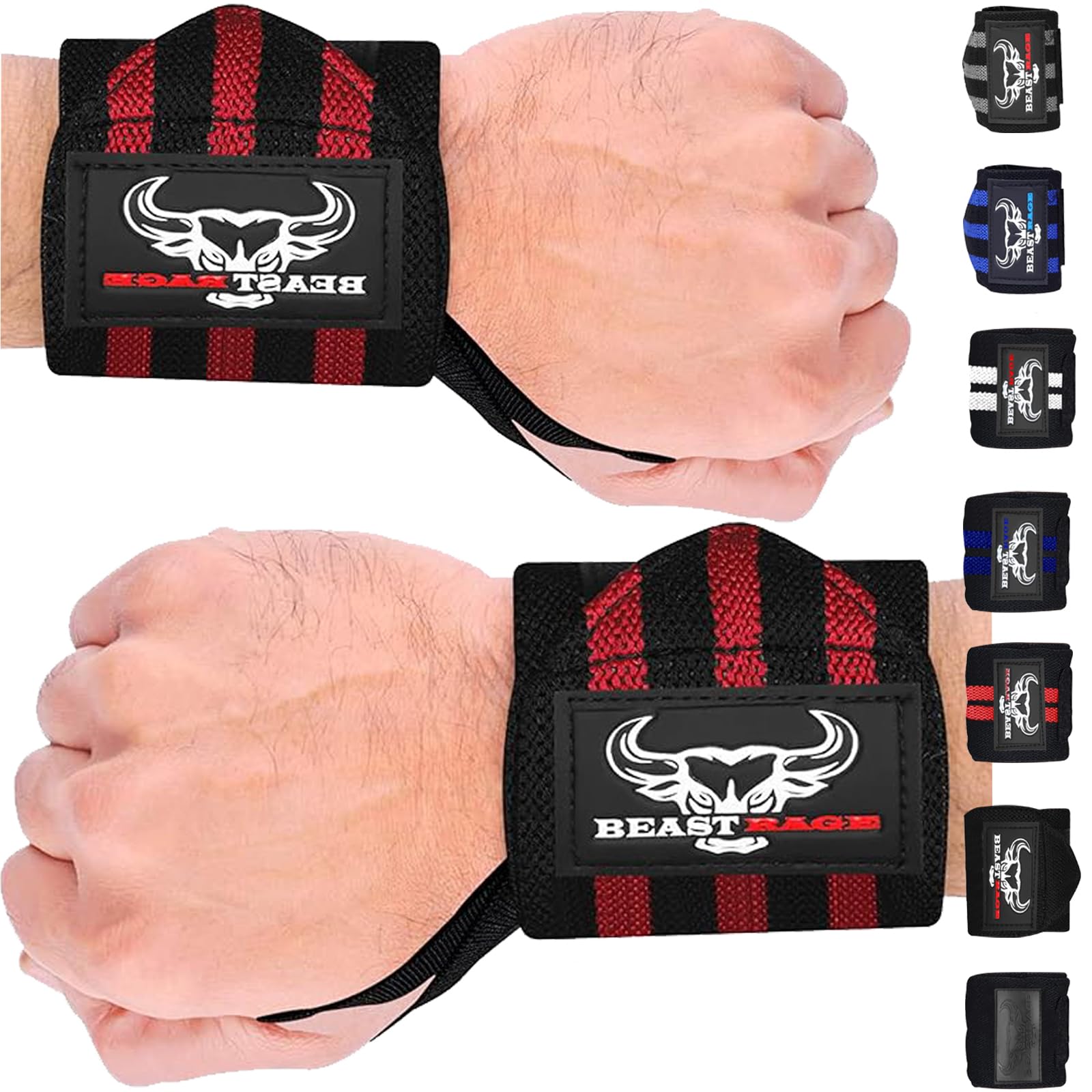 Beast Rage Weight Lifting Wrist Wraps Muscle Building Performance Training Gym Exercise Fitness Straps Thumb Loop Support Stretc