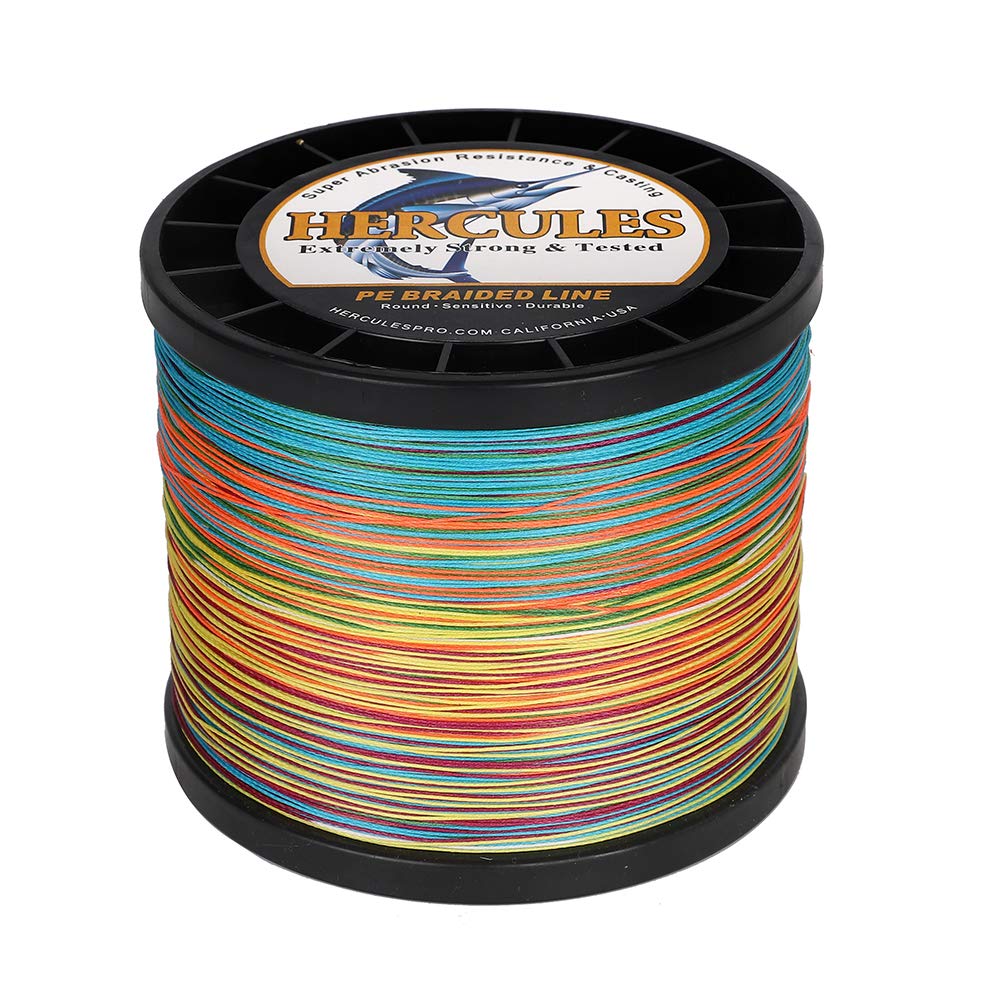 Hercules Braided Fishing Line 2000M 2187Yds 10Lbs-200Lbs Pe Superline 8 Strands (Multicolor 120Lb/54.5Kg 0.58Mm)