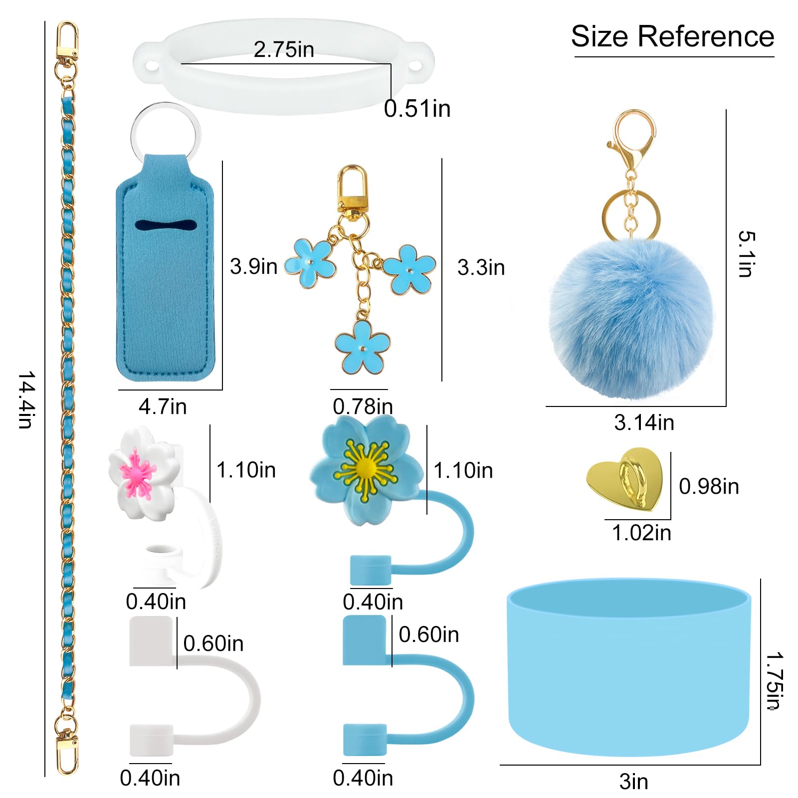 Velaco 11 PCS Accessories for Stanley Cup, Water Bottle Handle Strap for Stanley 30/40 oz tumbler with handle, including Straw T