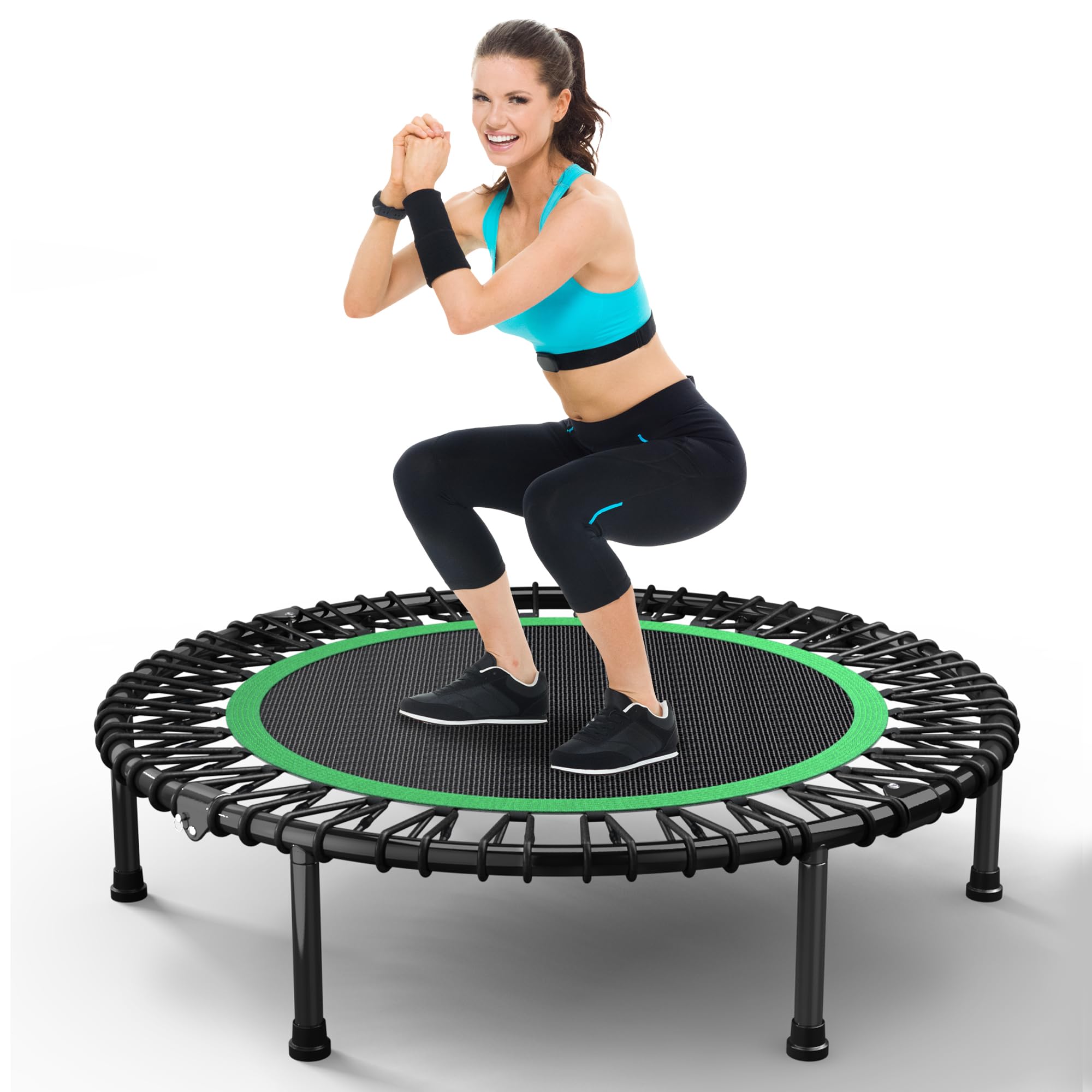 Hyd-Parts 40 Foldable Fitness Trampoline For Adults With 32 Bungee Cords 450Lbs, Portable Exercise Mini Trampoline, Small Reboun