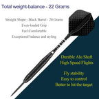 Sanfeng Steel Tip Darts Set For Dartboard, Professional Darts With Metal Tip 22 Grams Black Aluminium Nylon Shafts 9 Flights 50