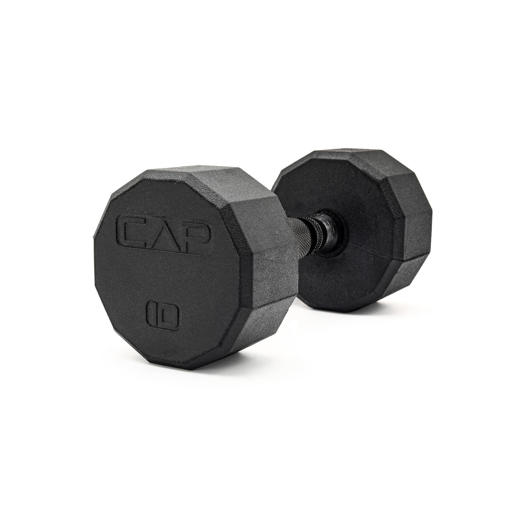 Cap Barbell 12-Sided Coated Dumbbell With Black Handle, Single, 10 Lb
