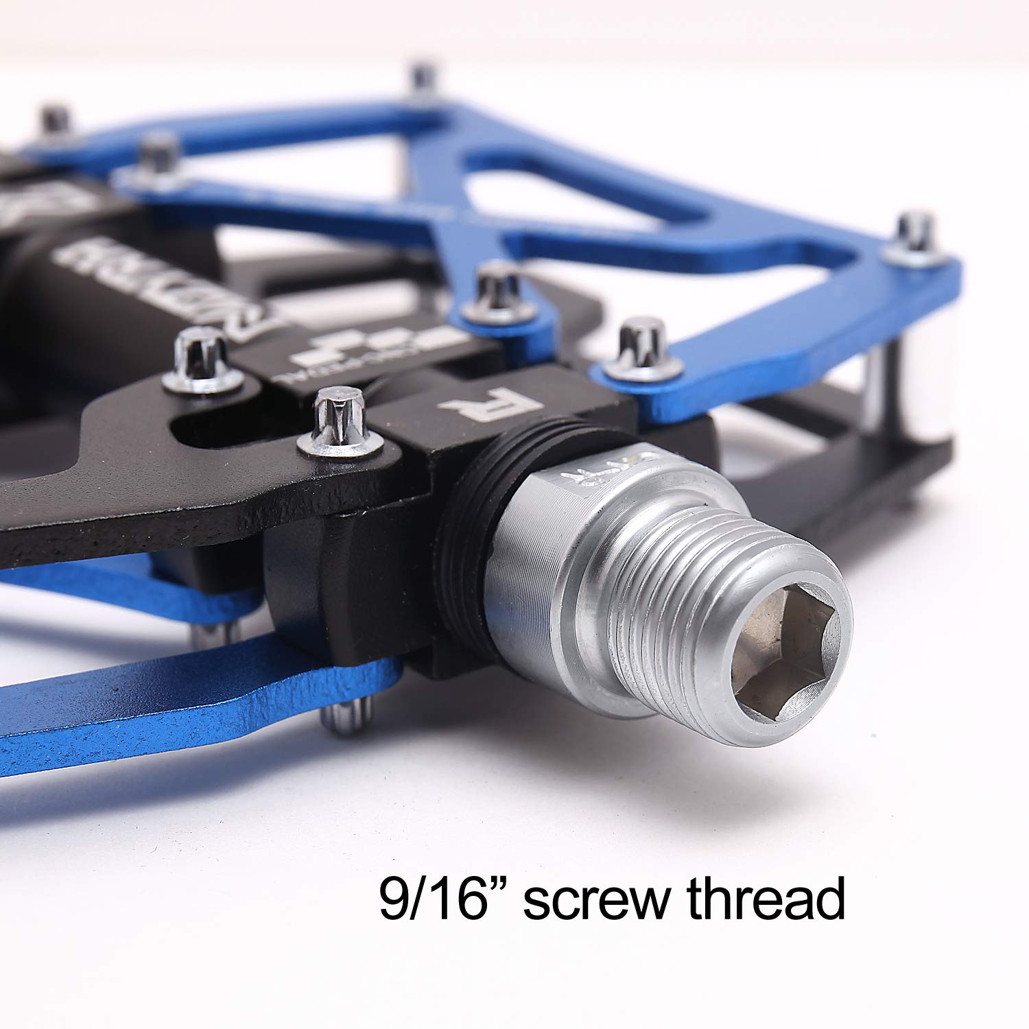 Mzyrh Mountain Bike Pedals, Ultra Strong Colorful Cnc Machined 9/16'' Cycling Sealed 3 Bearing Pedals(Black Blue 3 Bearings)