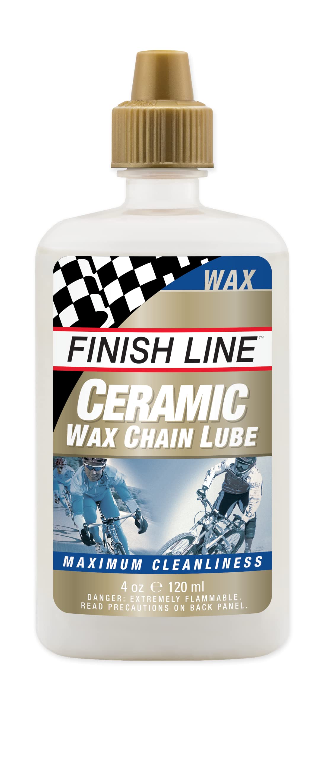 Finish Line Ceramic Wax Bicycle Chain Lube, 4-Ounce Drip Squeeze Bottle