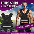 Aduro Sport Adjustable Weighted Vest Workout Equipment, 20Lbs-32Lbs Body Weight Vest For Men, Women, Kids,Black