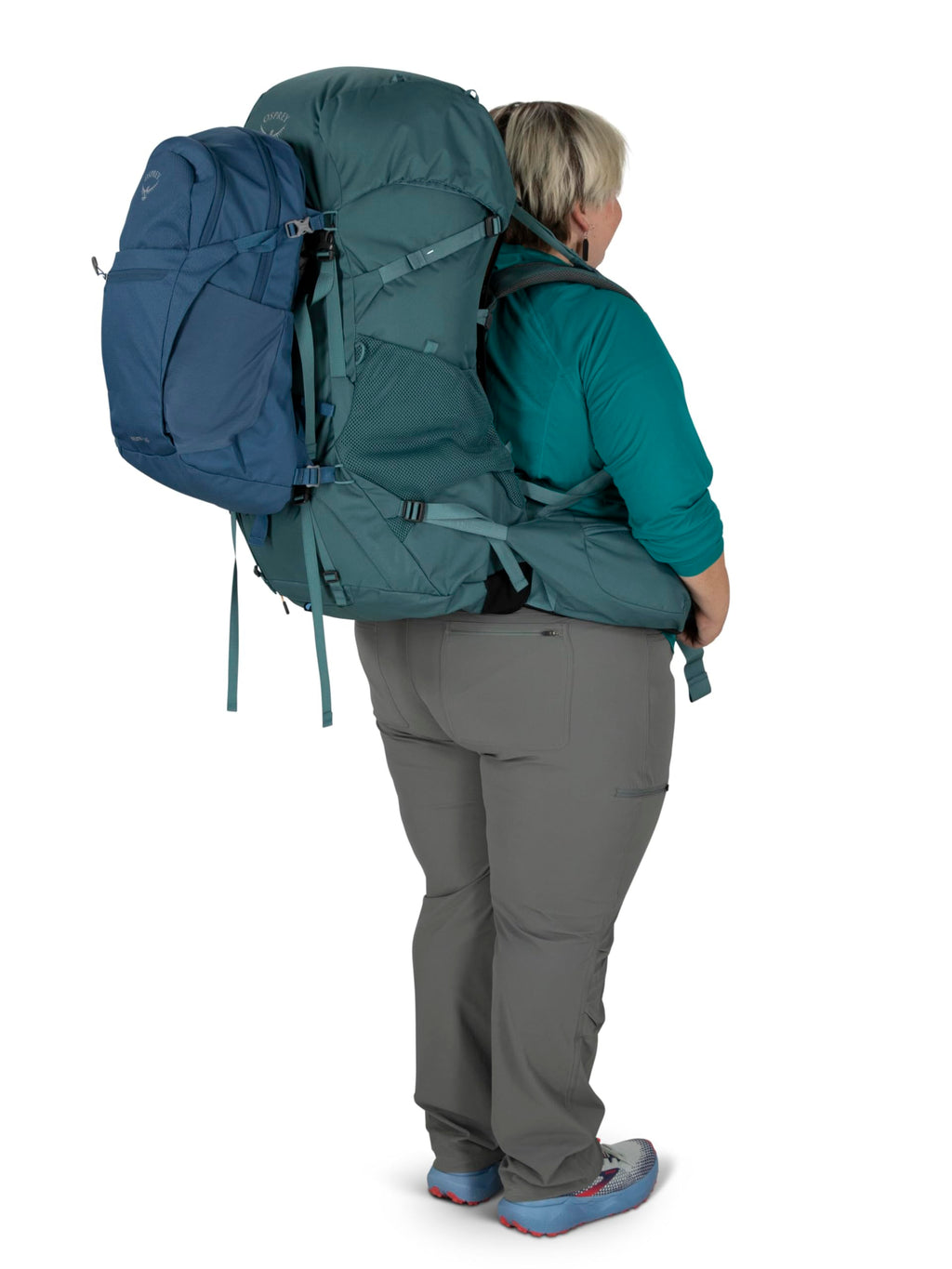 Osprey Renn 65L Womens Backpacking Backpack, Cascade Blue/Melon Orange, Extended Fit