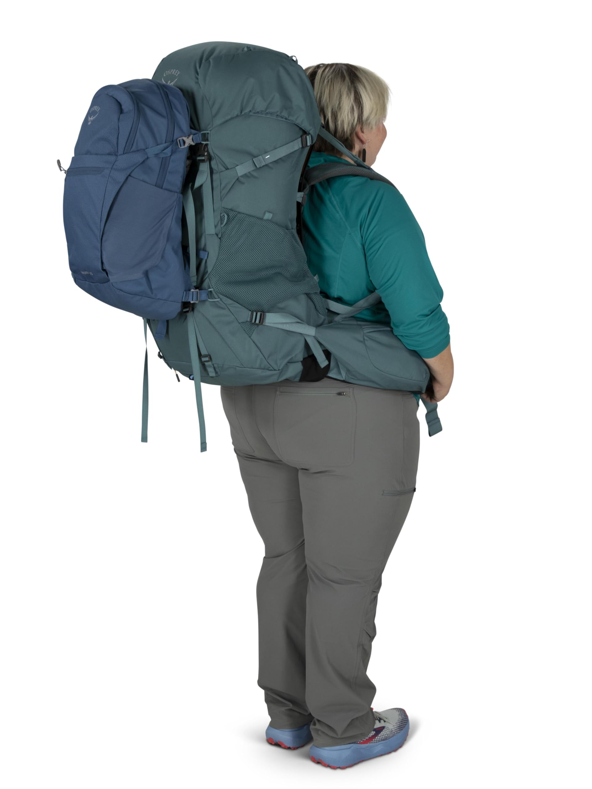 Osprey Renn 65L Womens Backpacking Backpack, Cascade Blue/Melon Orange, Extended Fit