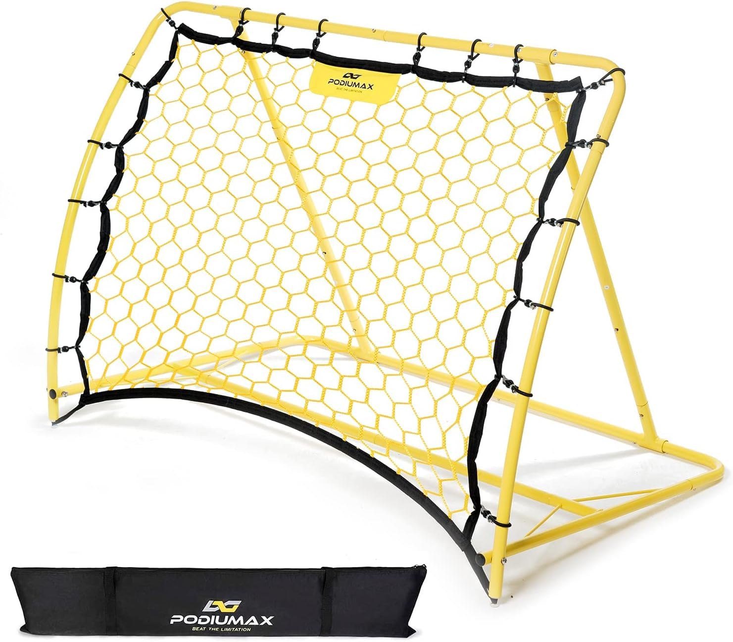 PodiuMax Soccer Rebounder Net, 2 Angle Soccer Bounce Back Net for Control, Passing Practice Training, 4x3ft Excellent Elasticity