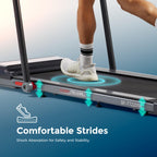 Sunny Health & Fitness Pegasus Smart Treadmill with 20    Wide Running Belt and Customizable Workout Programs, Bluetooth Connect