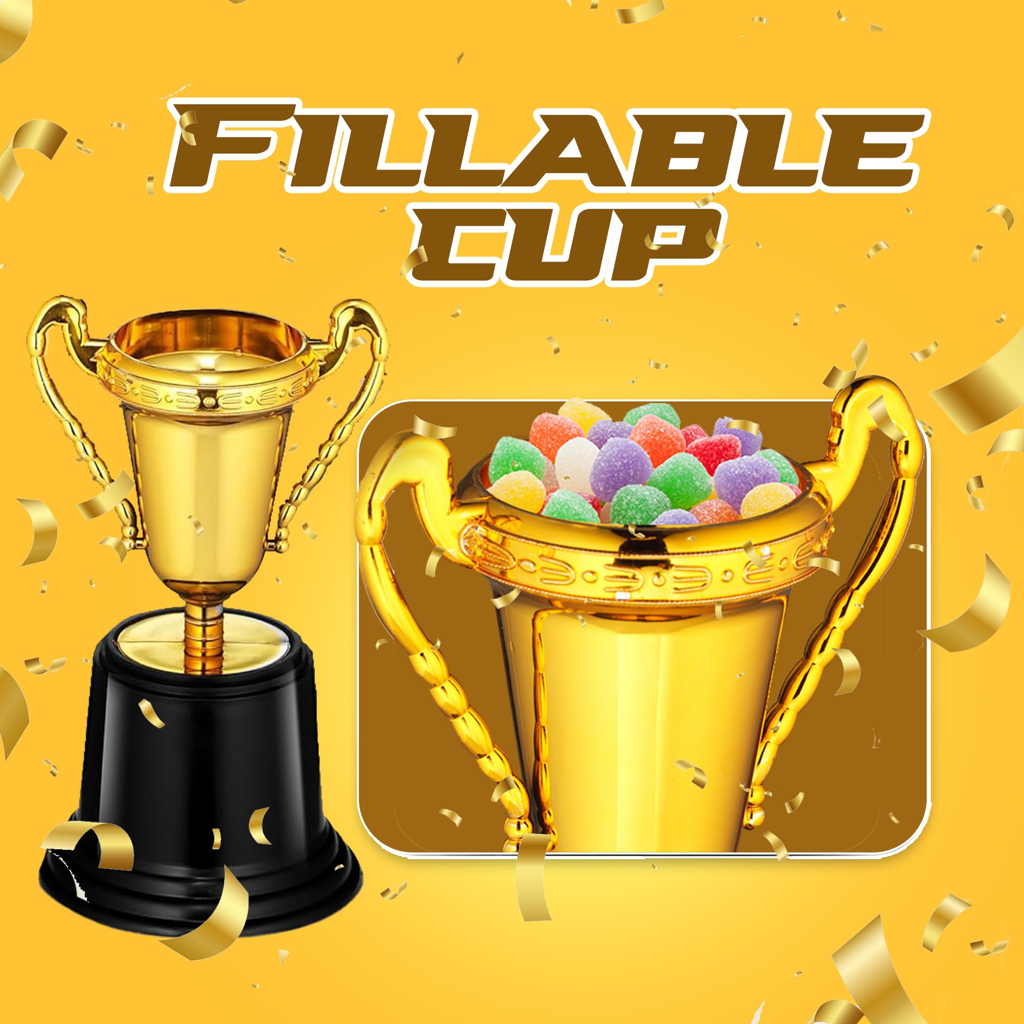 Gold Trophy Award Cups - Pack Of 12 Bulk 5 Inch Plastic Gold Mini Trophies For Party Favors, Props, Rewards, Trophy Cup Competit