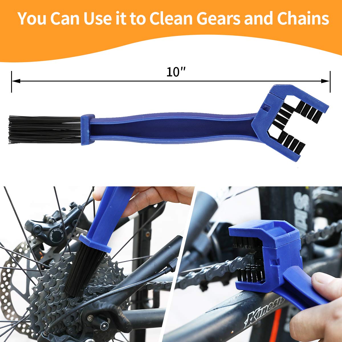 Anndason 8 Pieces Precision Bicycle Cleaning Brush Tool Including Bike Chain Scrubber, Suitable For Mountain, Road, City, Hybrid