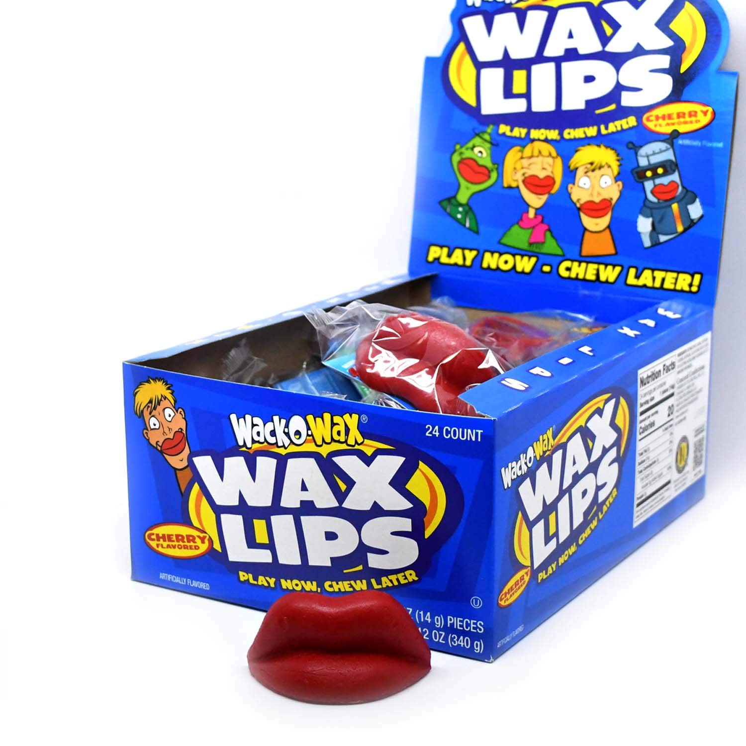 Wack-O-Wax Wax Lips 24-Count Box, Cherry Flavor