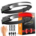 Headlamps Rechargeable with Red Light 2 Pack, 230 Wide Beam Running LED Head Lamp for Adults, Headlights for Head with Motion Se
