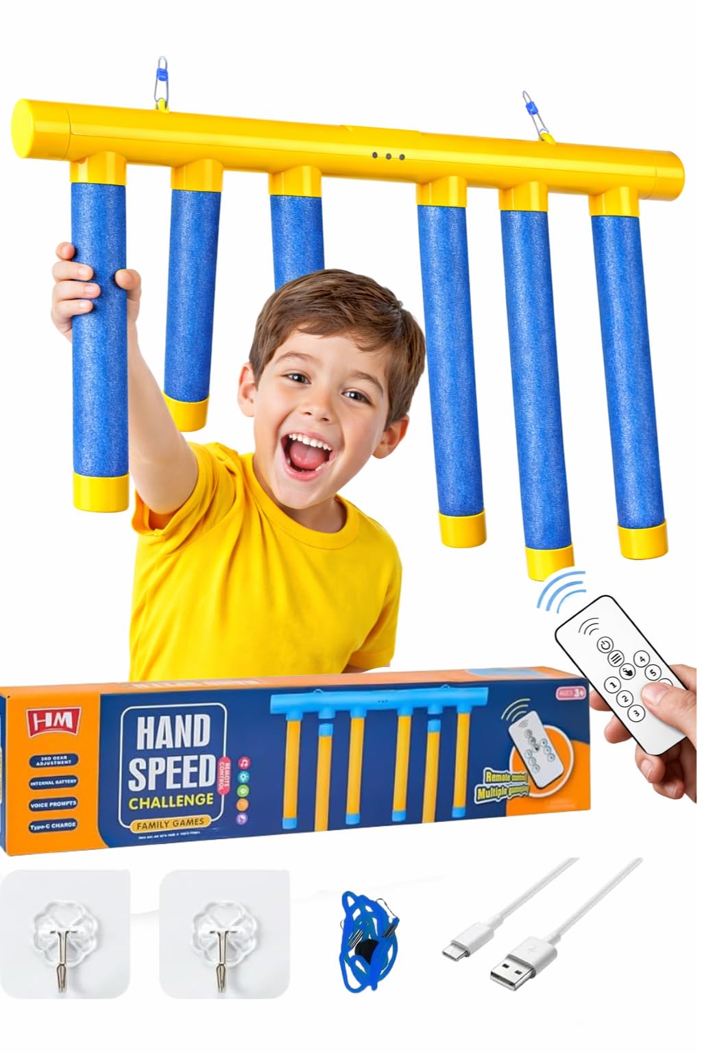 GALAXY GLOW Reaction Drop Sticks Game with Remote Control, Hand-Eye Coordination & Reflex Training Toy, 3 Adjustable Speed Modes