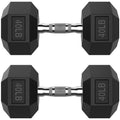 HANDBODE 40LB Hex Dumbbell Pair, Rubber Encased Hexagonal Hand Weights for Strength Training, Workouts & Exercise