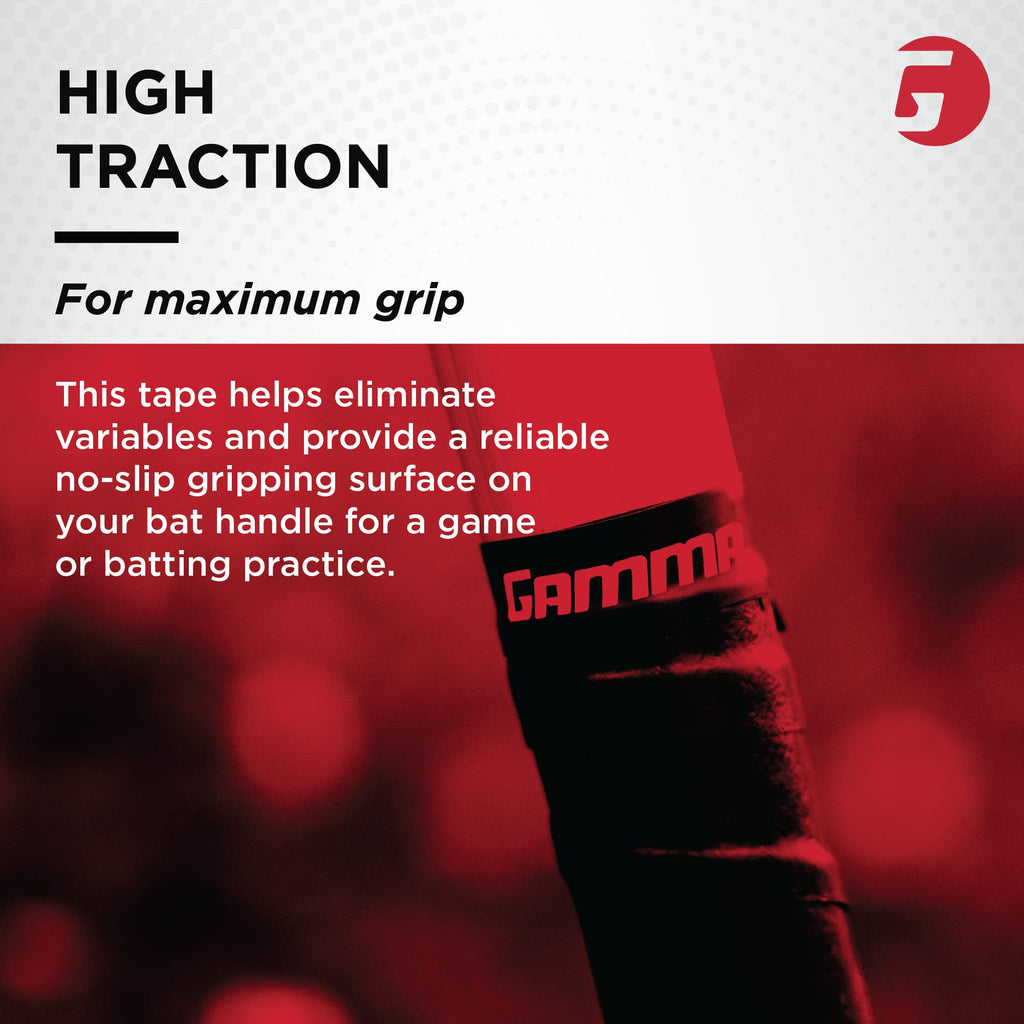 Gamma Sports Supreme Tac Baseball Grip Wrap (3 Pack) - Tacky, Absorbent, Non-Slip, Easy To Apply - Great For Any Size Handle, Al