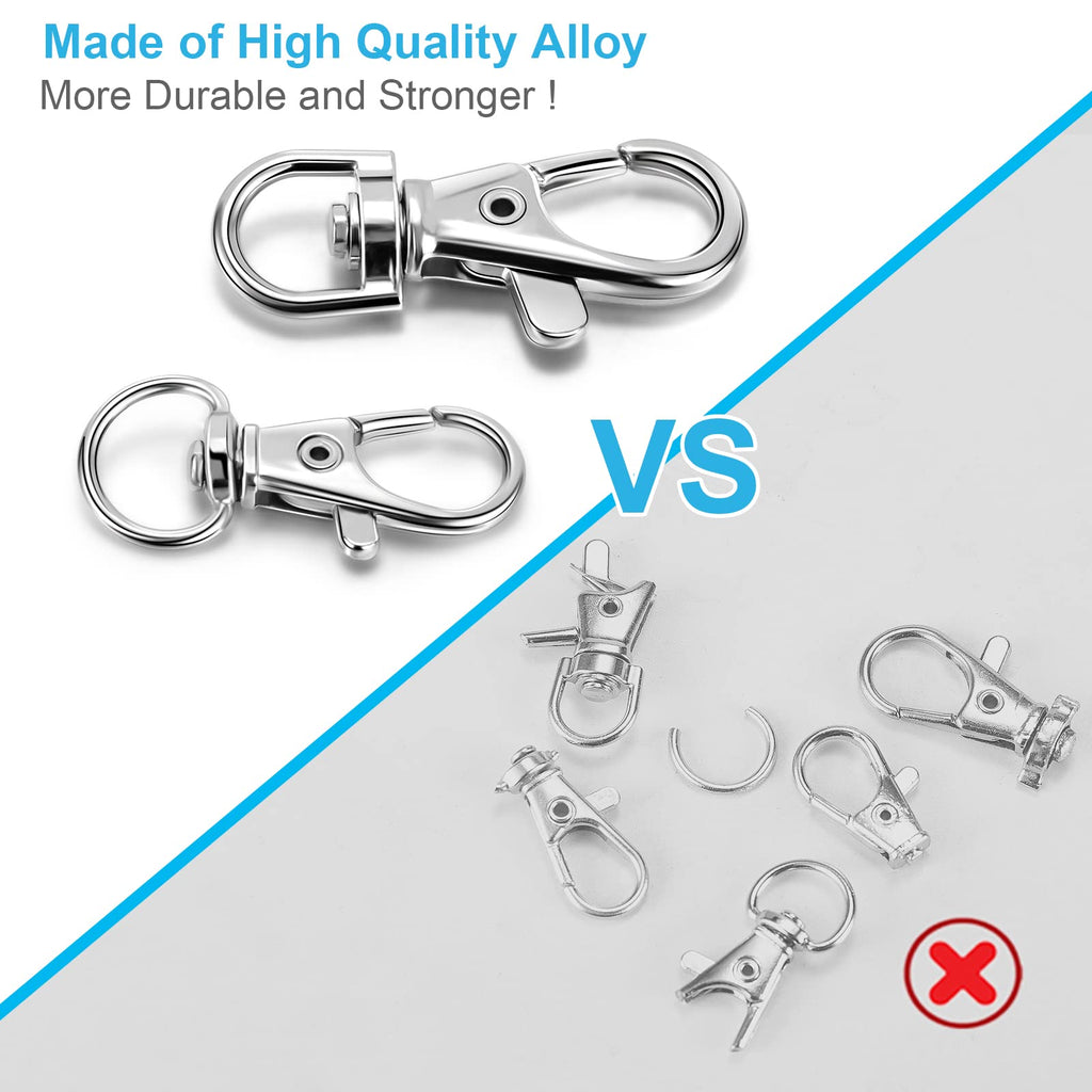 Yhyz Keychain Key Chain Rings Clips Swivel Bulk (10 Sets, Sliver), Swivel Lanyard Snap Hooks With Rings, Small Lobster Claw Clas