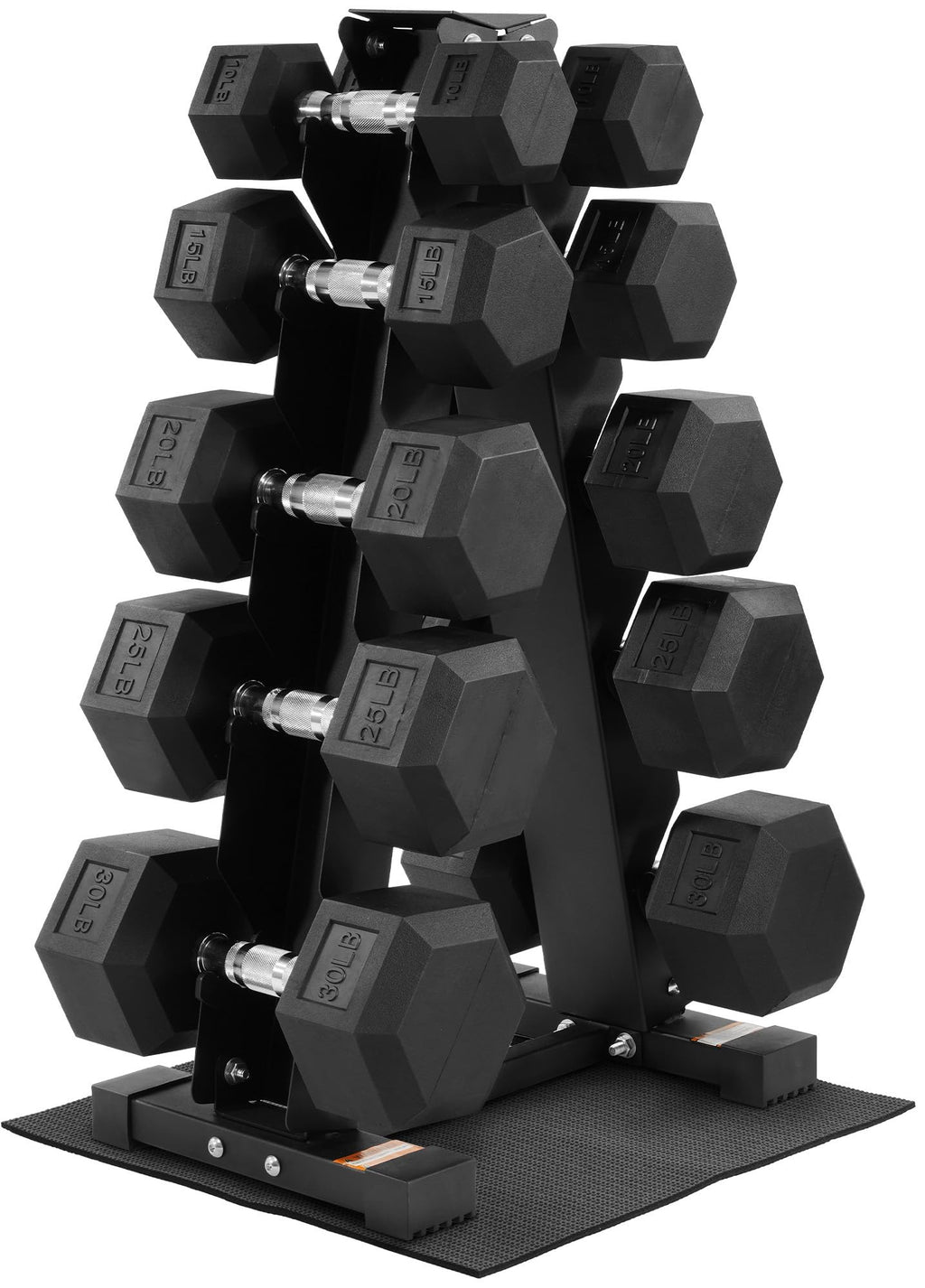 Fitvids Rubber Coated Hex Dumbbell Weight Set and Storage Rack, 200 LBS