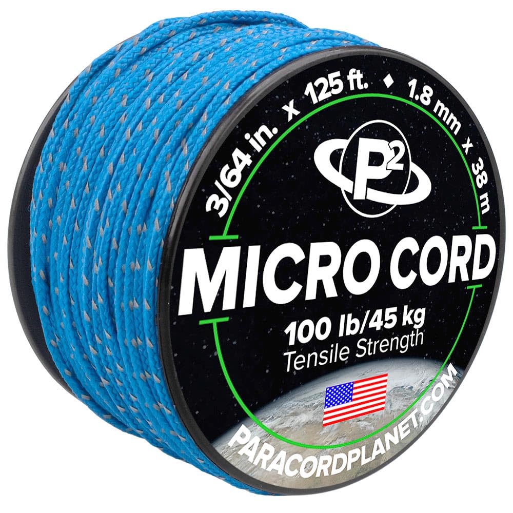 Paracord Planet Micro Paracord - Thin Braided Cord For Crafting, Fishing, And Diy Projects In 125 Ft Spools - Reflective Royal B