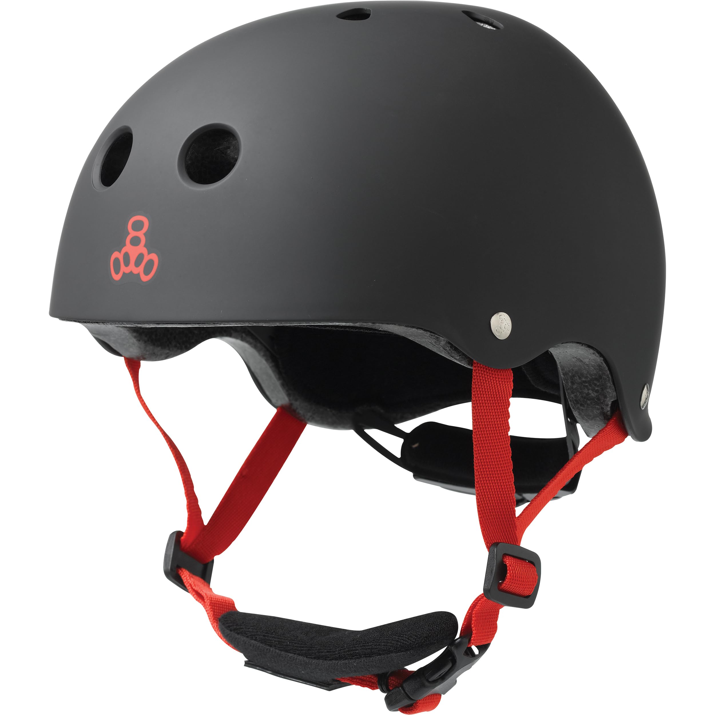 Triple Eight LIL 8 Dual Certified Sweatsaver Kids Skateboard and Bike Helmet with Padded Chin Buckle, Black Rubber, One Size