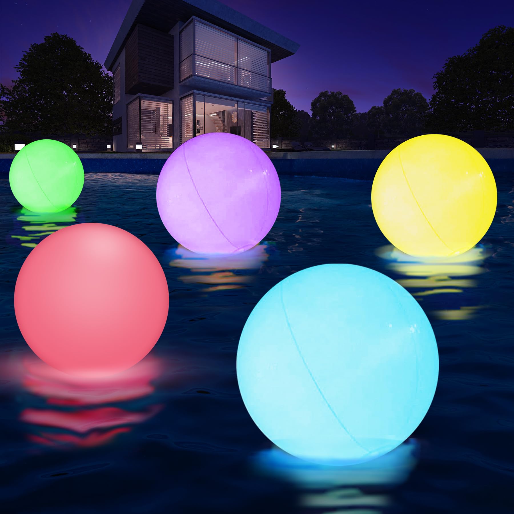 Led Large Floating Pool Ball - 16 Inflatable Solar Beach Ball Pool Toys For Adults And Kids With Remote Control 16 Colors Lights
