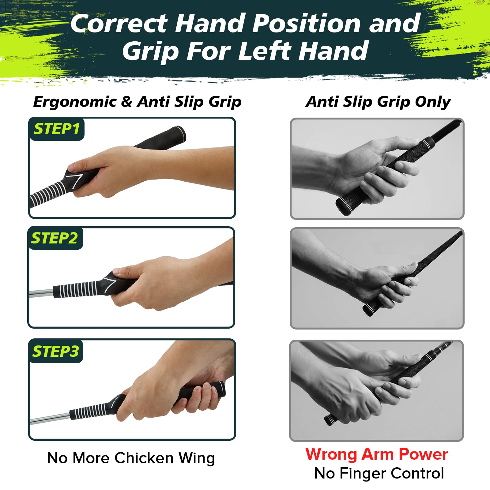 KALAUTO Weighted Golf Swing Trainer & Grip Trainer,Golf Swing Training Aid,Golf Grip Trainer for Indoor Practice,Warm-up,Stretch