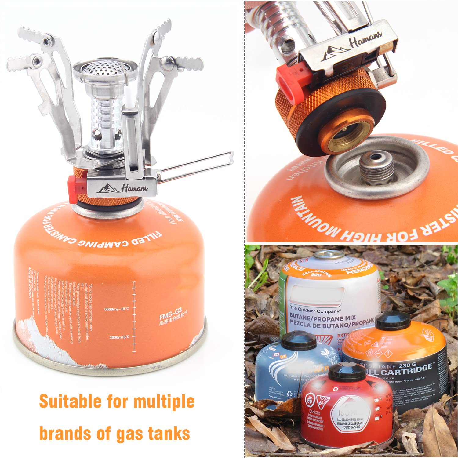 Hamans Ultralight Portable Outdoor Backpacking Stove Camping Stoves Gas Stoves With Piezo Ignition (Only Stove)