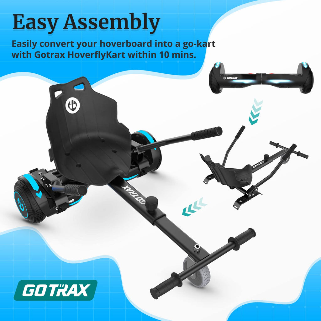 Gotrax HoverflyKart Seat Attachment Accessory for 6.5 8 8.5 10 Self Balancing Scooter, Adjustable Frame Length and Handlebar Con