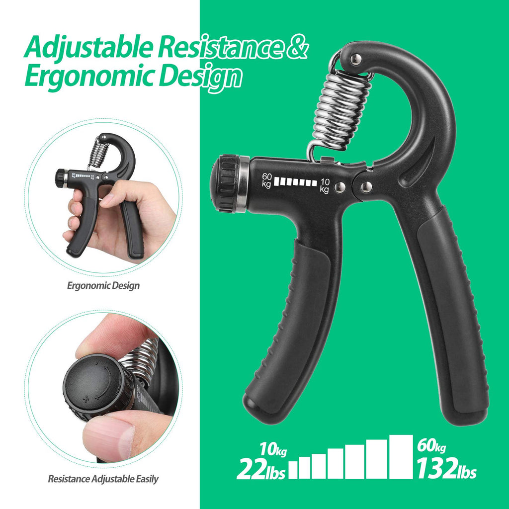 Niyikow Grip Strength Trainer, Hand Grip Strengthener, Adjustable Resistance 22-132Lbs (10-60Kg), Non-Slip Gripper, Perfect For