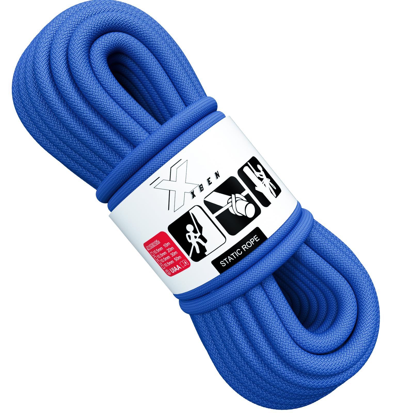 X Xben Rock Climbing Rope, Static Uiaa Mountain Climb Ropes, 10.5Mm 32Ft Blue Mountaineering Climbing Gear For Rescue, Hiking, O