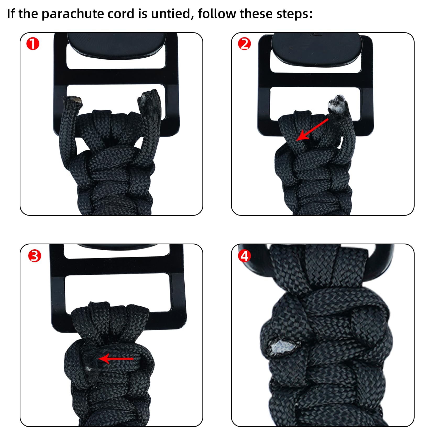 Melotough Tactical Glove Clip Braided Paracord Glove Holder Clip For Hunting, Hiking, Camping, Outdoor Activities (Black 2Pcs)