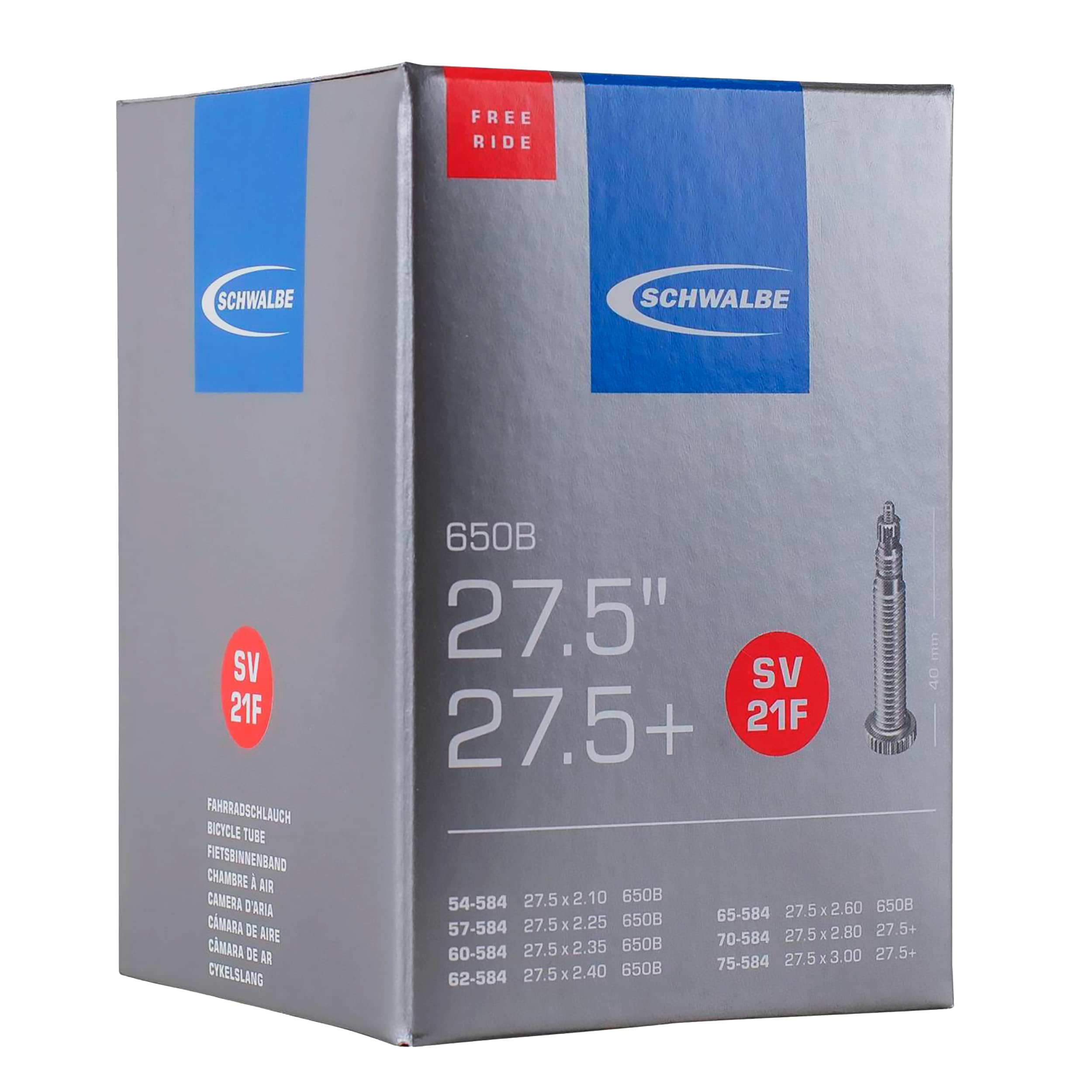 Schwalbe Sv21F Tube Presta Lightweight 200 G - 27.5 X 2.10-2.30 Inches