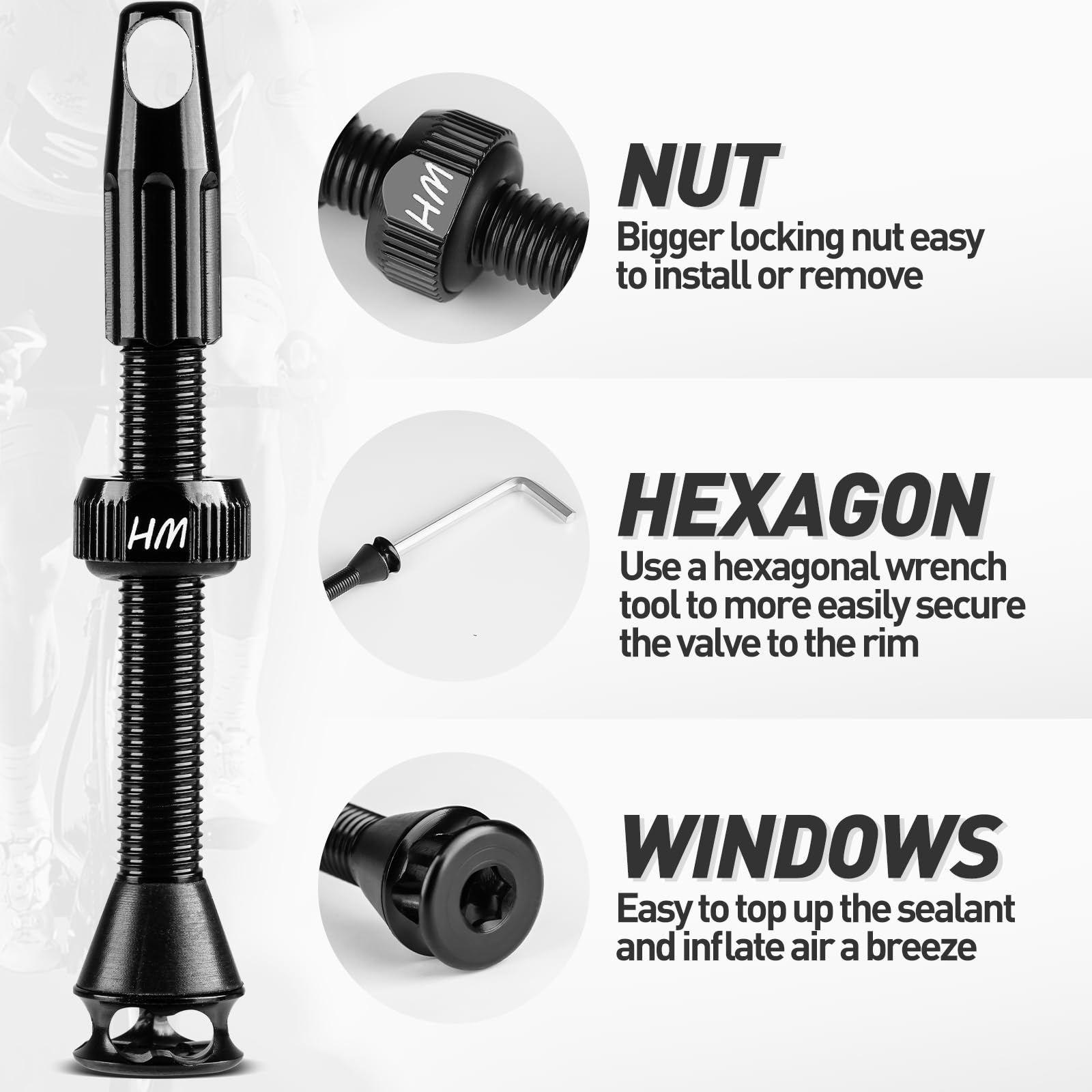 Hakula Matata Tubeless Presta Valve Stem 48 Mm, Super Light Alloy Tubeless Tire Valve Stems With Caps Integrated Core Removal To