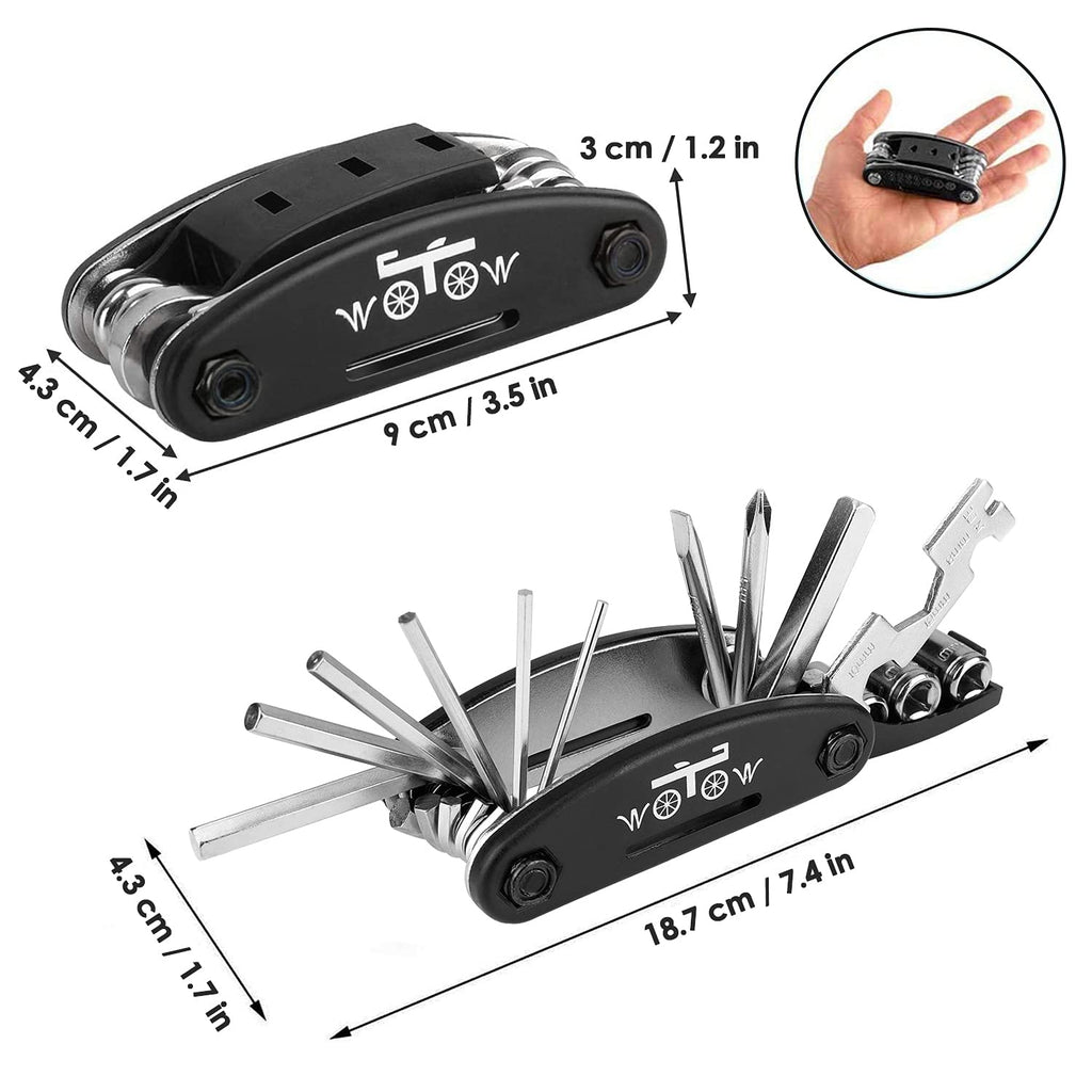Wotow Bike Repair Tool Kit - 16 In 1 Bicycle Multitool Portable Mountain Bike Tool Cycling Maintenance, Bike Hex Key Wrench & Bi