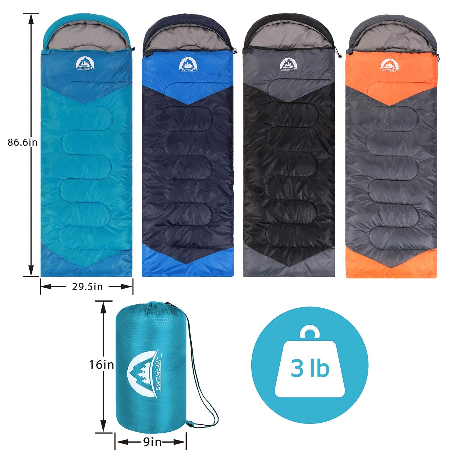 Swtmerry Sleeping Bag 3 Seasons (Summer, Spring, Fall) Warm & Cool Weather - Lightweight,Waterproof Indoor & Outdoor Use For Cam