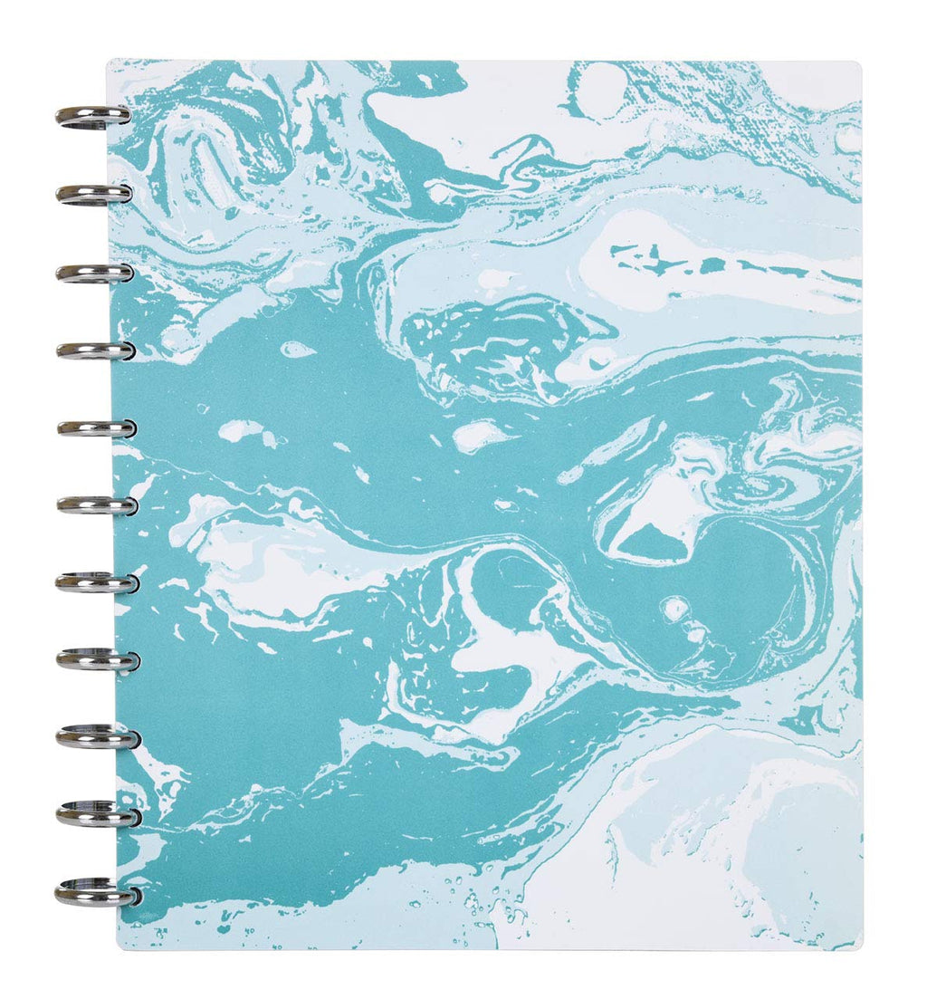 Talia Discbound Notebooks, Planner, Customizable, (Ymarble Flow Turquoise Wsilver Discs, Letter (85In X 11In))