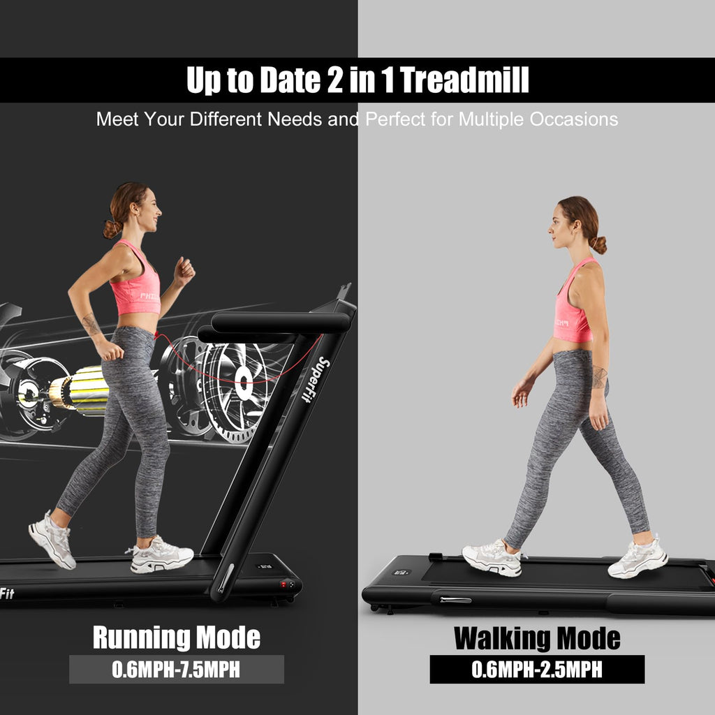 Goplus 2 In 1 Folding, Superfit Under Desk Electric Treadmill, 2.25Hp Installation-Free With Blue Tooth Speaker, Remote Control,