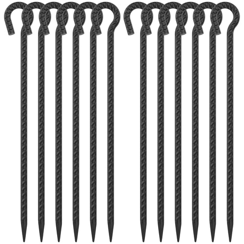 18 Inch Rebar Stakes With Loop 12 Pack Camping Tent Ground Anchors Heavy Duty 1/2 Inch Diameter Metal Tree Stakes And Supports F
