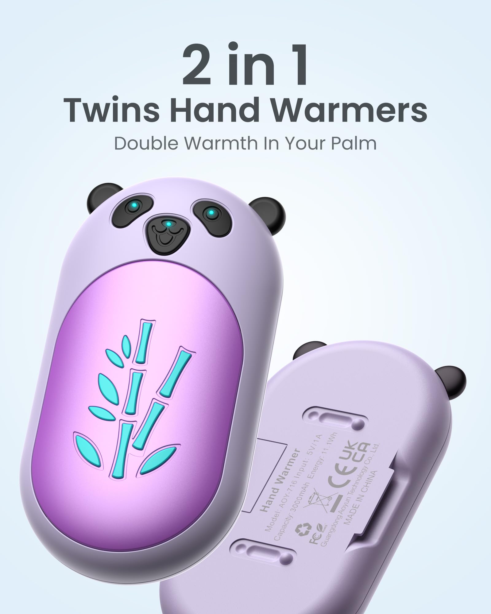 Hand Warmers Rechargeable 2 Pack, 6000Mah Electric Hand Warmer Reusable, 20Hrs Long Heating, Portable Pocket Heater Handwarmer F