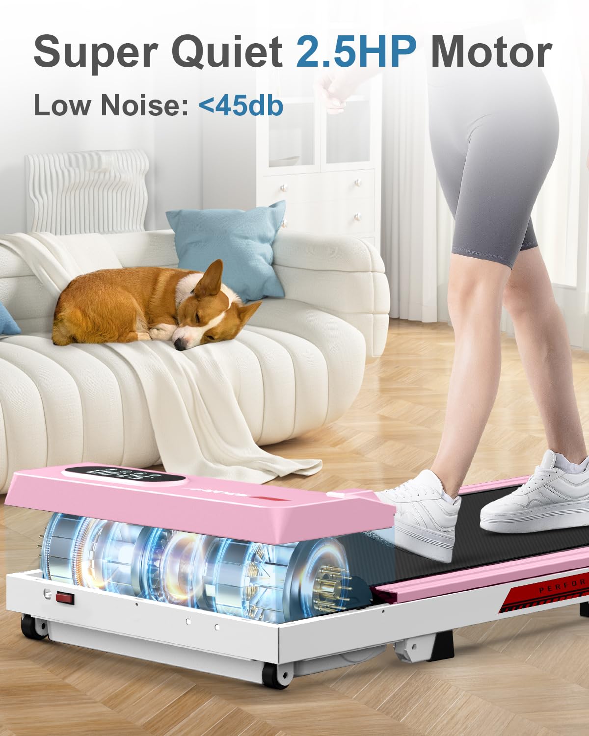 Walking Pad Treadmill With 5% Incline, 5 Mph Under Desk Treadmill For Home & Office, 300+ Lb Capacity, Ultra Quiet < 45Db, Remot