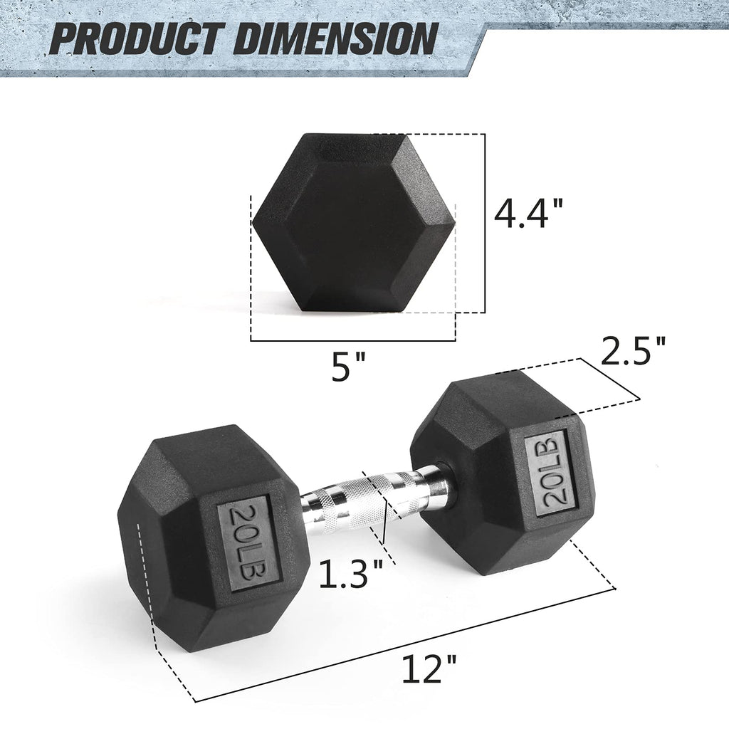 Ritfit 20Lb Dumbbells Set Of 2 Rubber Encased Dumbbell Sets With Optional Rack For Home Gym, Coated Hand Weights For Strength Tr