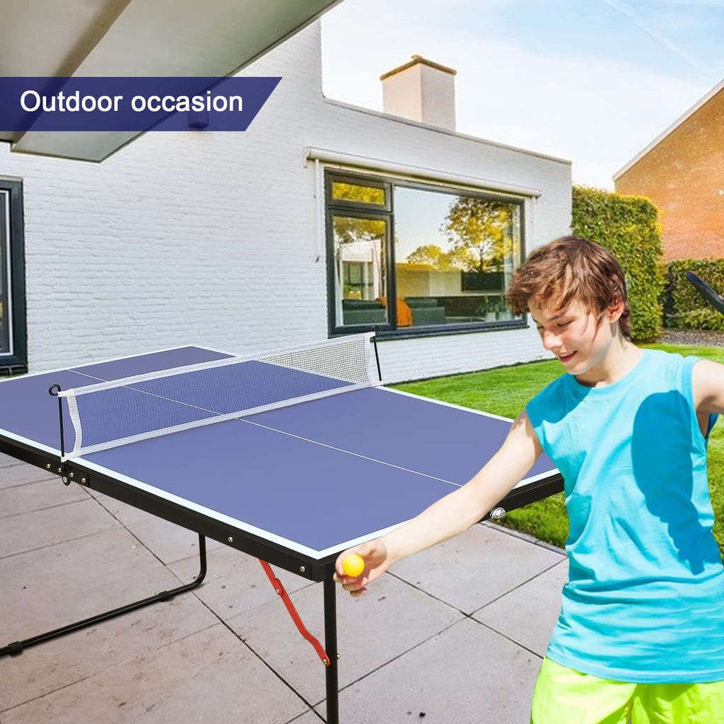 Hookung Table Tennis Table Ping-Pong Tables Set - 100 Preassembled Foldable & Portable Ping Pong Family Game Tables For Outdoor