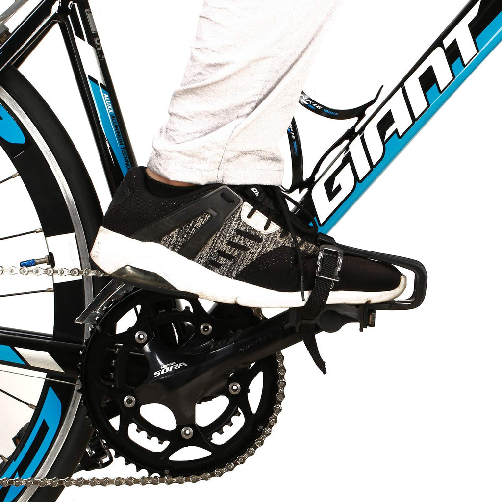 Zonkie Bike Pedals With Toe Clip And Strap, Plastic Bike Pedals For Mtb And Road Bike, 9/16 Inch