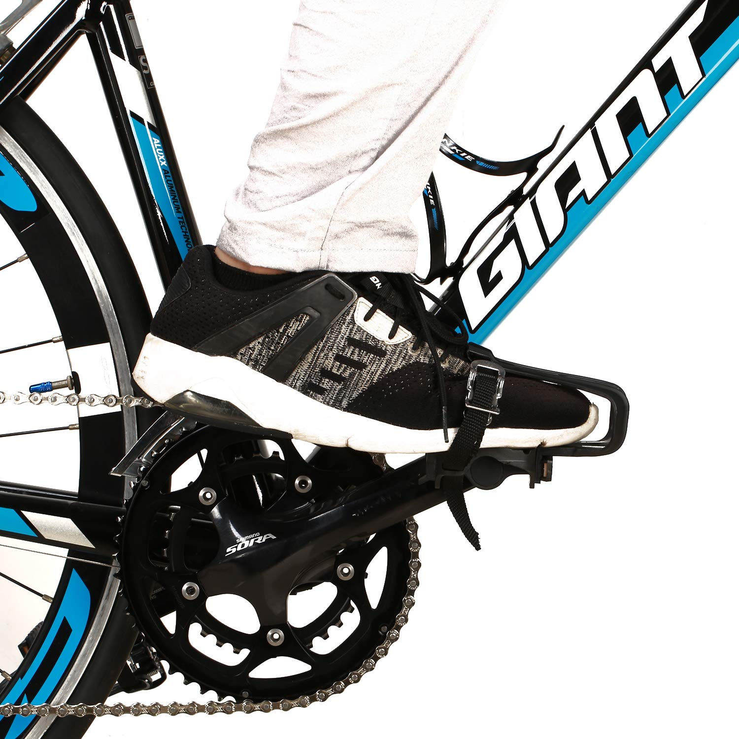 Zonkie Bike Pedals With Toe Clip And Strap, Plastic Bike Pedals For Mtb And Road Bike, 9/16 Inch